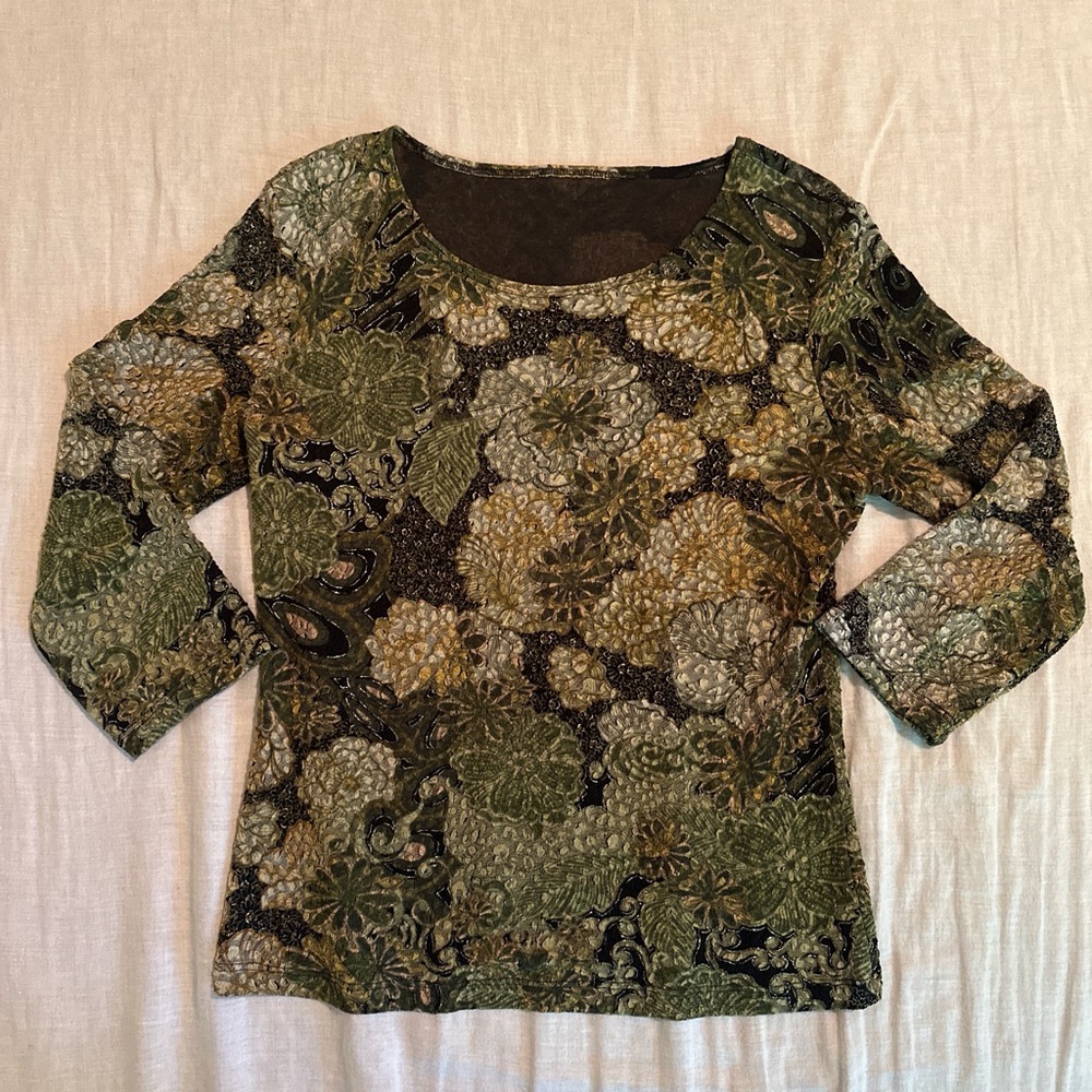 Y2K Green and Brown Boho Top